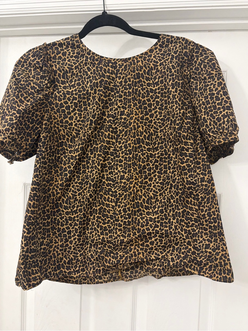 J. Crew Leopard Print Puff Sleeve Top - Brown/Black